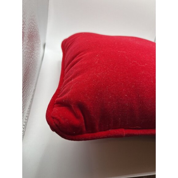 Vintage Needlepoint Xmas Santa Hand Embroidered Wool & Velvet Pillow NICE - Picture 11 of 15